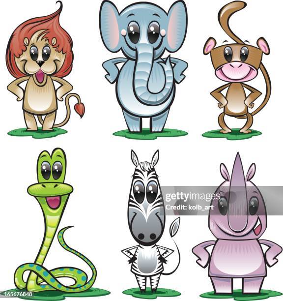 happy zoo animals - elephant ears stock illustrations