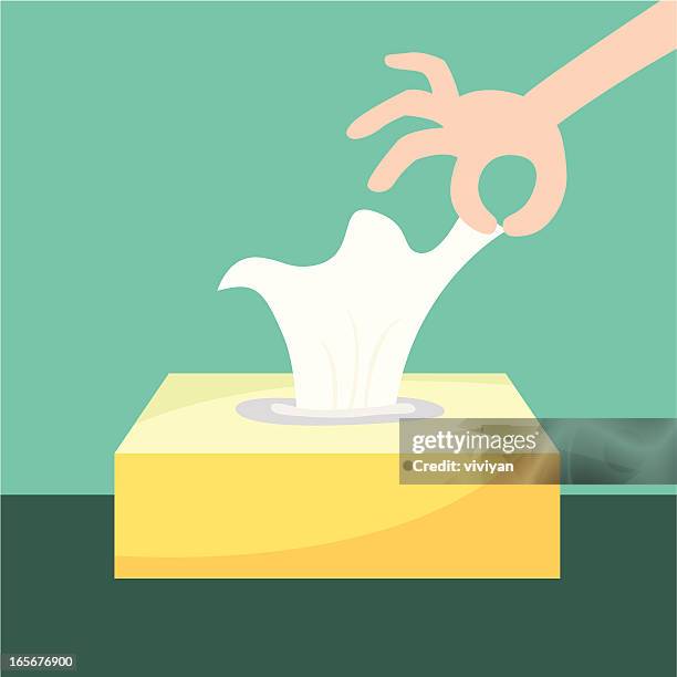 tissue box with hand - tissue box stock illustrations