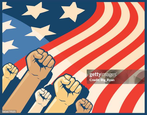 illustrations, cliparts, dessins animés et icônes de drapeau américain en garde - socialisme