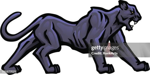 panther stalking - leopard stalking stock illustrations