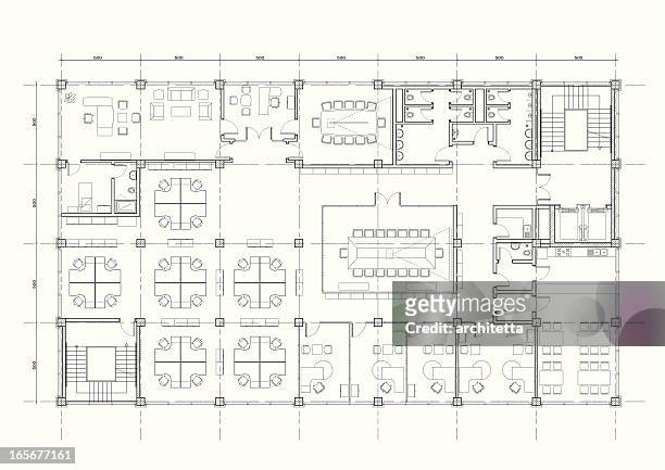 office building architectural plan - office stock illustrations