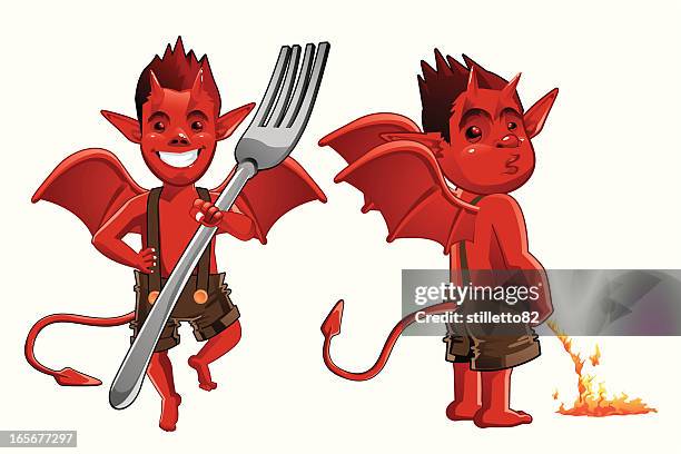 devil boys - cheesy grin stock illustrations