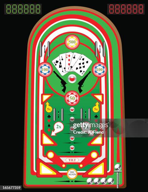 poker-pinball-spielfeld - pinball stock-grafiken, -clipart, -cartoons und -symbole