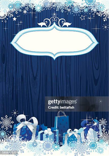 christmas title on wood - snow header stock illustrations