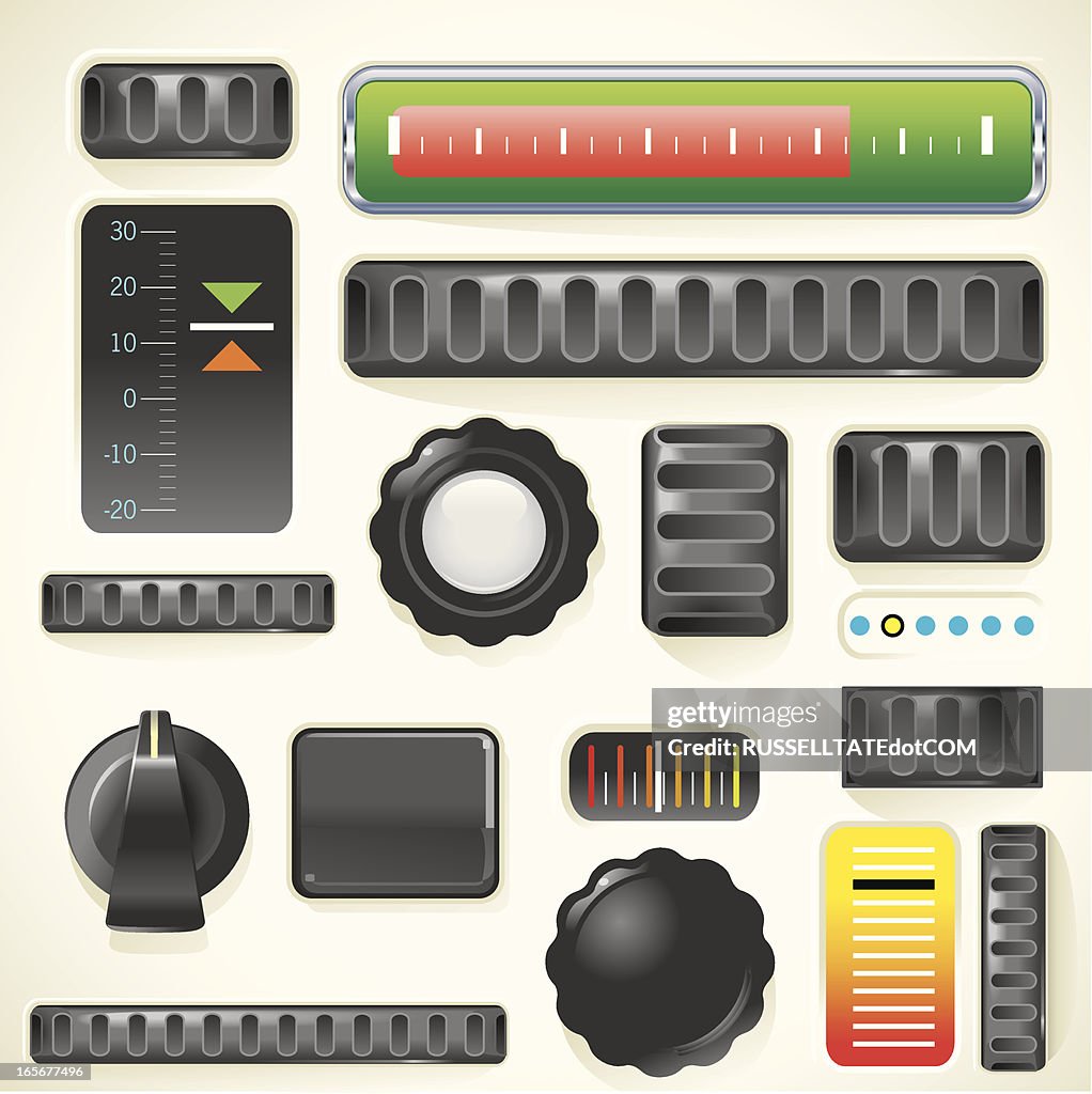 Finger wheels, buttons and gauges