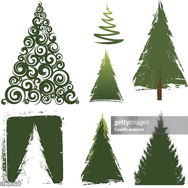 vector trees - printing texture stock illustrations