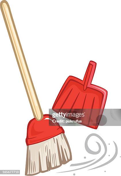 ilustraciones, imágenes clip art, dibujos animados e iconos de stock de escoba y recogedor - dustpan and brush