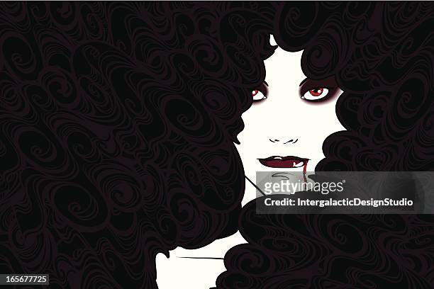 吸血鬼の女性 - パーマ点のイラスト素材／クリップアート素材／マンガ素材／アイコン素材