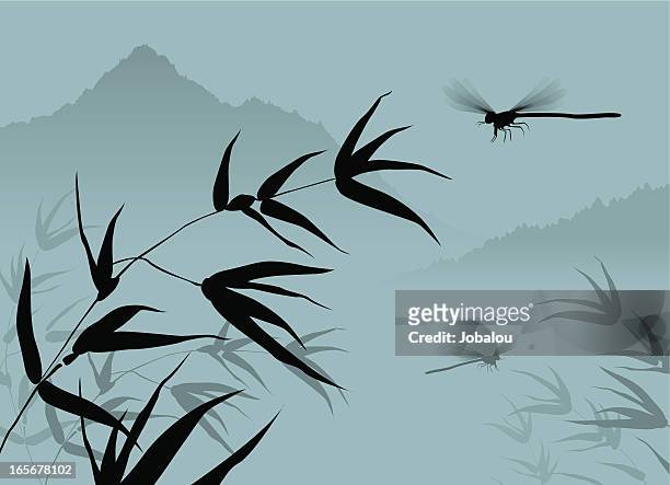 chinese dragonfly - japan pattern stock illustrations
