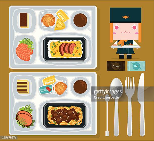 illustrations, cliparts, dessins animés et icônes de repas en avion - ready meal