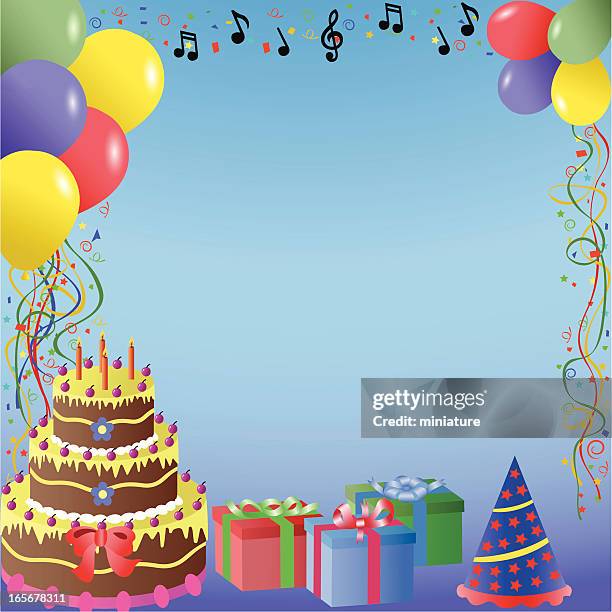 decoration - surprise birthday party stock illustrations