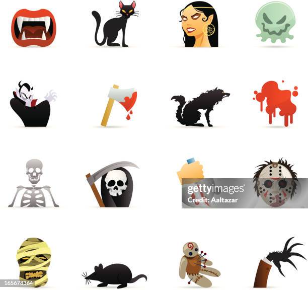 color web icons - horror - bloody knife stock illustrations