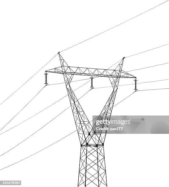 electric pylon - electricity pylon stock illustrations