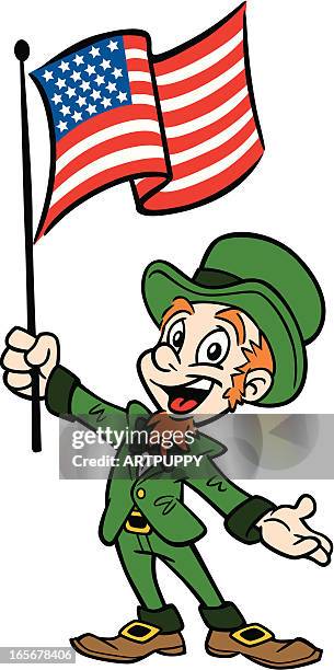 leprechaun with flag - leprechaun stock illustrations