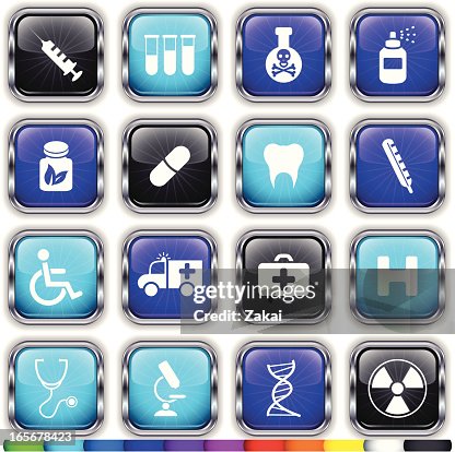 Doctor Button Alloy Super Glossy Medical Web Buttons On 11 Different Colors High-Res ...