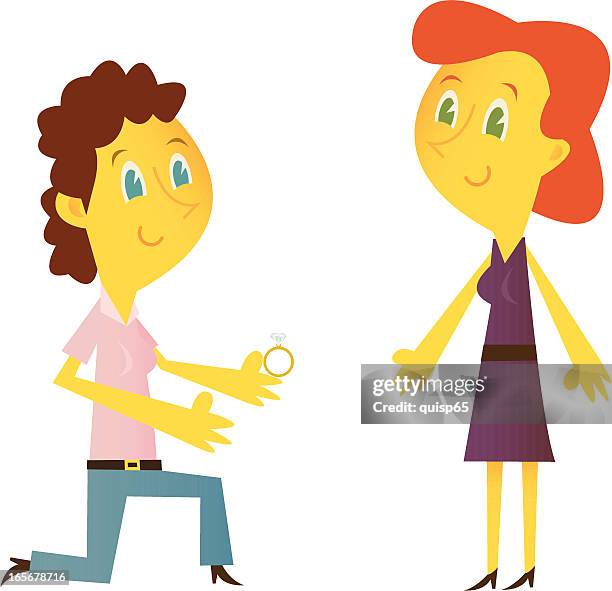 lesbian engagement - diamond ring vector stock illustrations