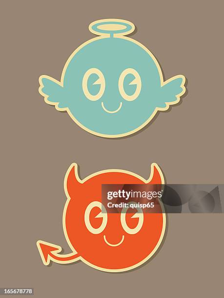 naughty and nice icons - devil stock illustrations