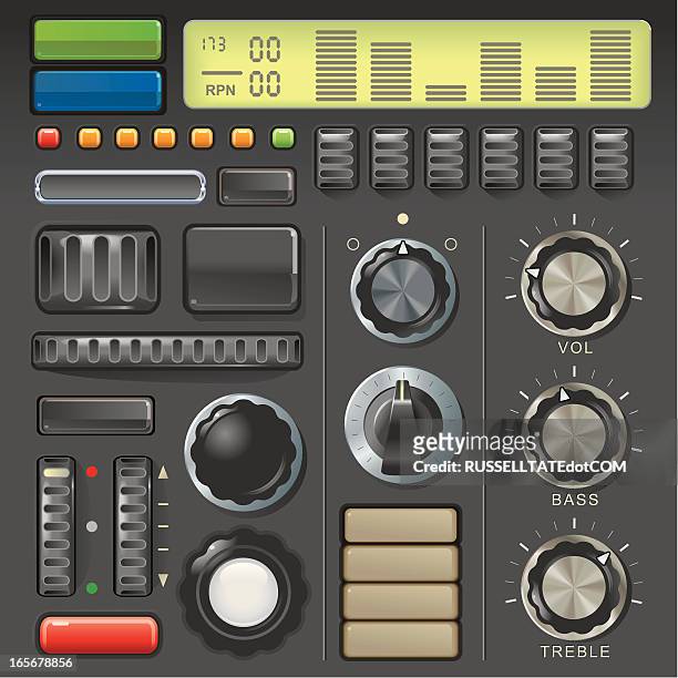 dials and buttons - volume knob stock illustrations