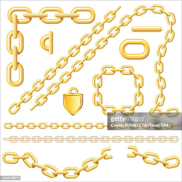 stockillustraties, clipart, cartoons en iconen met chain link golden - gold chain