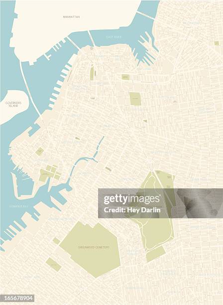 brooklyn map (northwest area) - williamsburg bridge stock illustrations