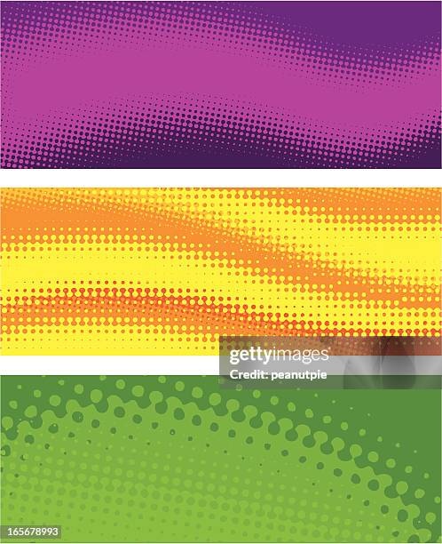 ilustraciones, imágenes clip art, dibujos animados e iconos de stock de onda de semitono banners - bitmap texture eps