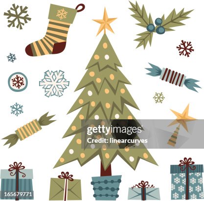 Retro christmas elements Retro christmas elements