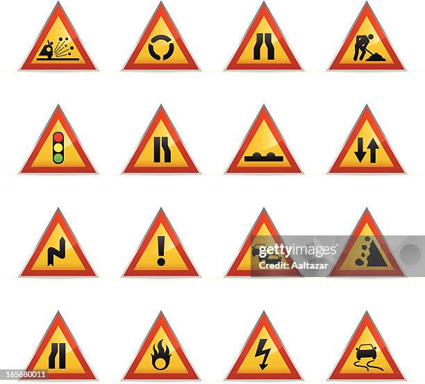 color icons - road signs - speed bump stock illustrations