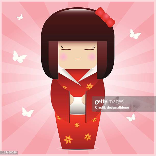ilustraciones, imágenes clip art, dibujos animados e iconos de stock de muñeca kokeshi - doll