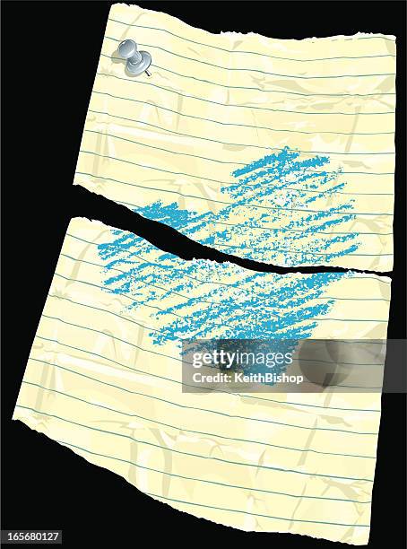 broken heart blue (boy) doodle - divorce papers stock illustrations