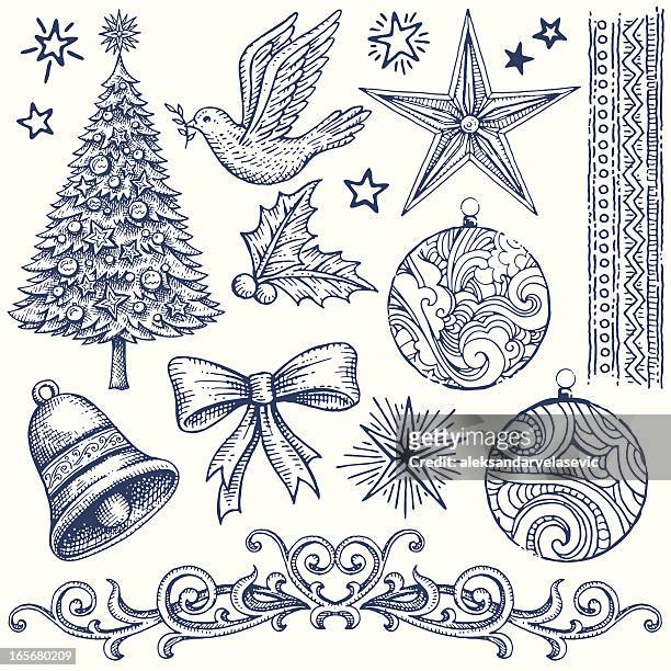 stockillustraties, clipart, cartoons en iconen met christmas design elements - kerstboomversiering