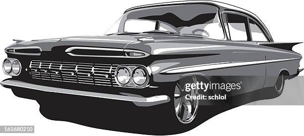 vector 1959 impala - hood ornament stock illustrations