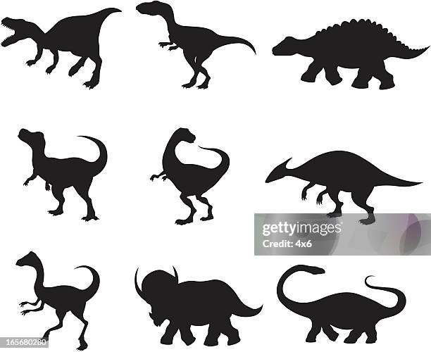close-up of assorted dinosaurs - t rex stock illustrations