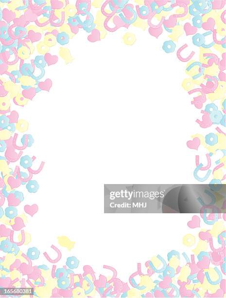 wedding confetti pastel background frame - corner flag stock illustrations