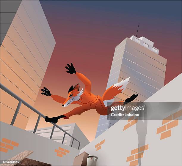 fox parkour generation - free running stock illustrations