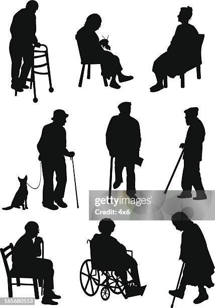 ilustrações de stock, clip art, desenhos animados e ícones de com as pessoas envolvidas nas diferentes actividades - old man