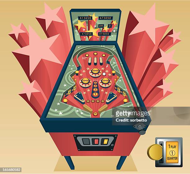 vintage pinball machine - arcade stock illustrations