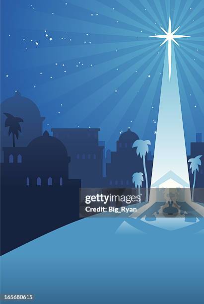 christmas nativity - silent night stock illustrations