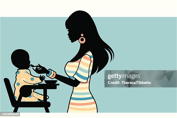 feeding baby - baby eating stock illustrations