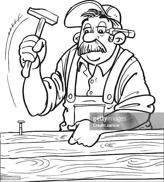 cabinet maker - contractor white background stock illustrations