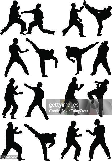 stockillustraties, clipart, cartoons en iconen met kickboxing - zelfverdediging