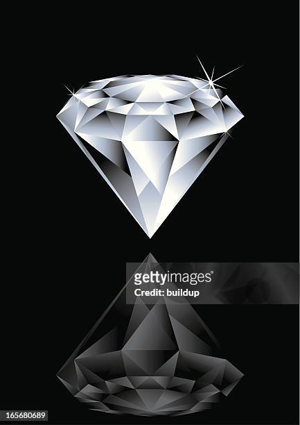 illustration of a diamond and its reflex on black background - diamond shapes 幅插畫檔、美工圖案、卡通及圖標
