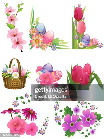 Easter Spring Vector Beautiful Spring And Easter Design Elements High-Res Vector Graphic ...
