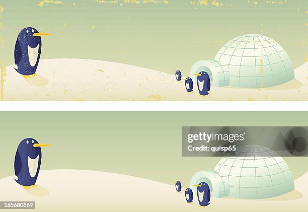 vintage welcome home banners - igloo stock illustrations
