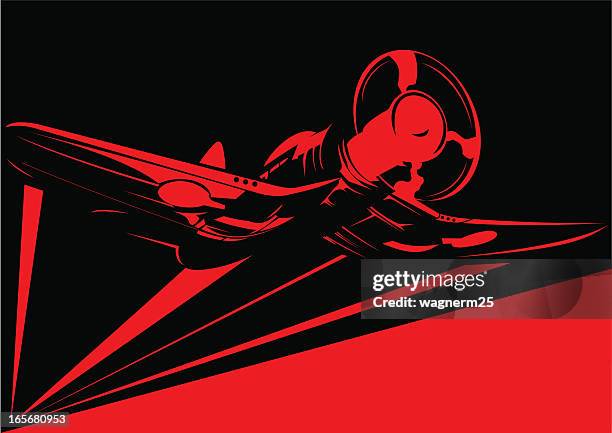 world war ii red plane stencil - second world war stock illustrations