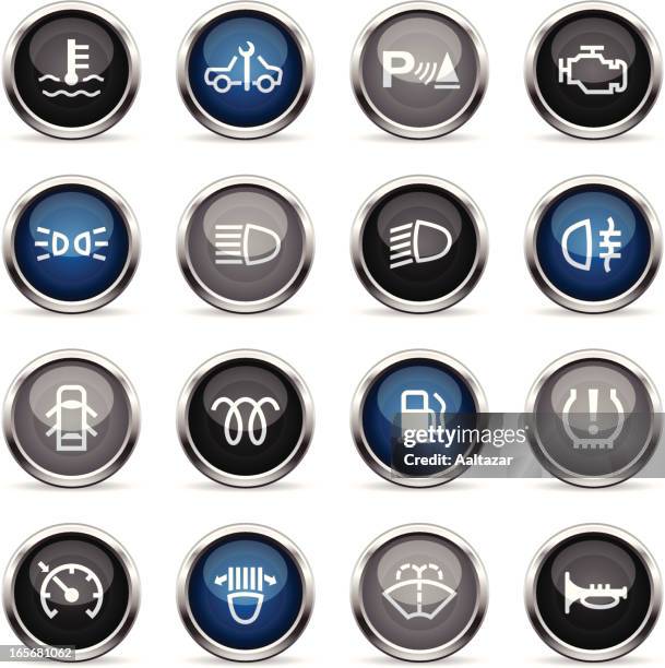 supergloss icons - car control indicators - rear window stock illustrations