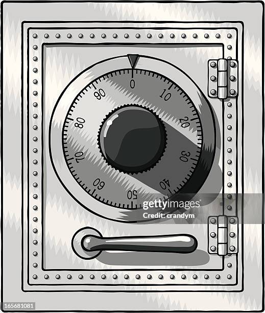 safe door with combination lock - security vault stock illustrations