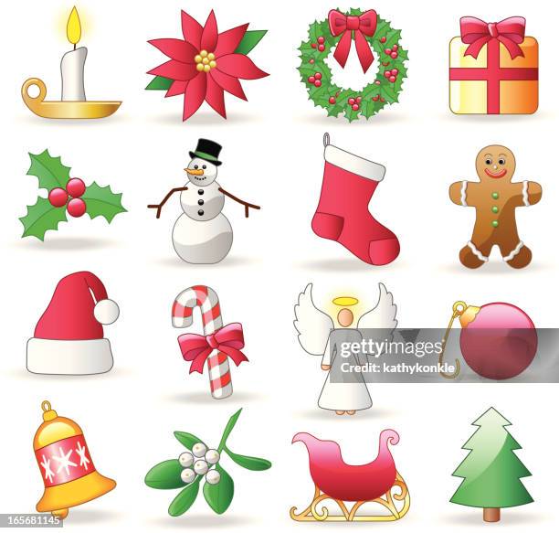 christmas holiday icons - ginger bread man stock illustrations