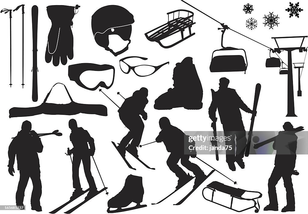 Ski silhouettes