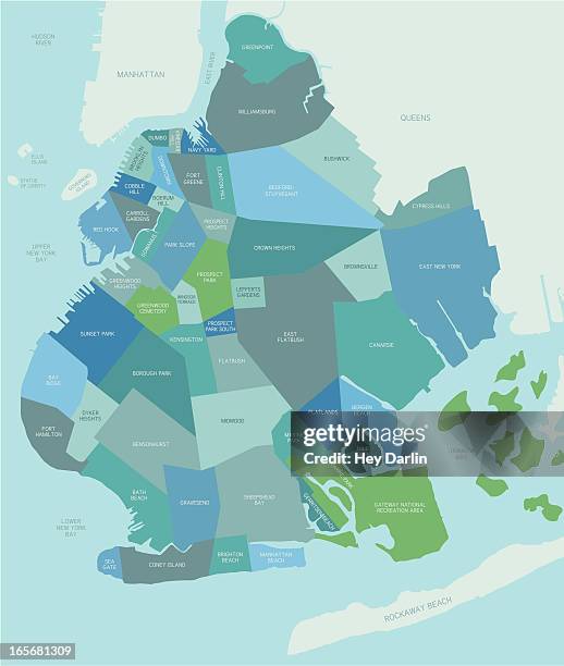 brooklyn neighborhood map - rockaway beach stock illustrations