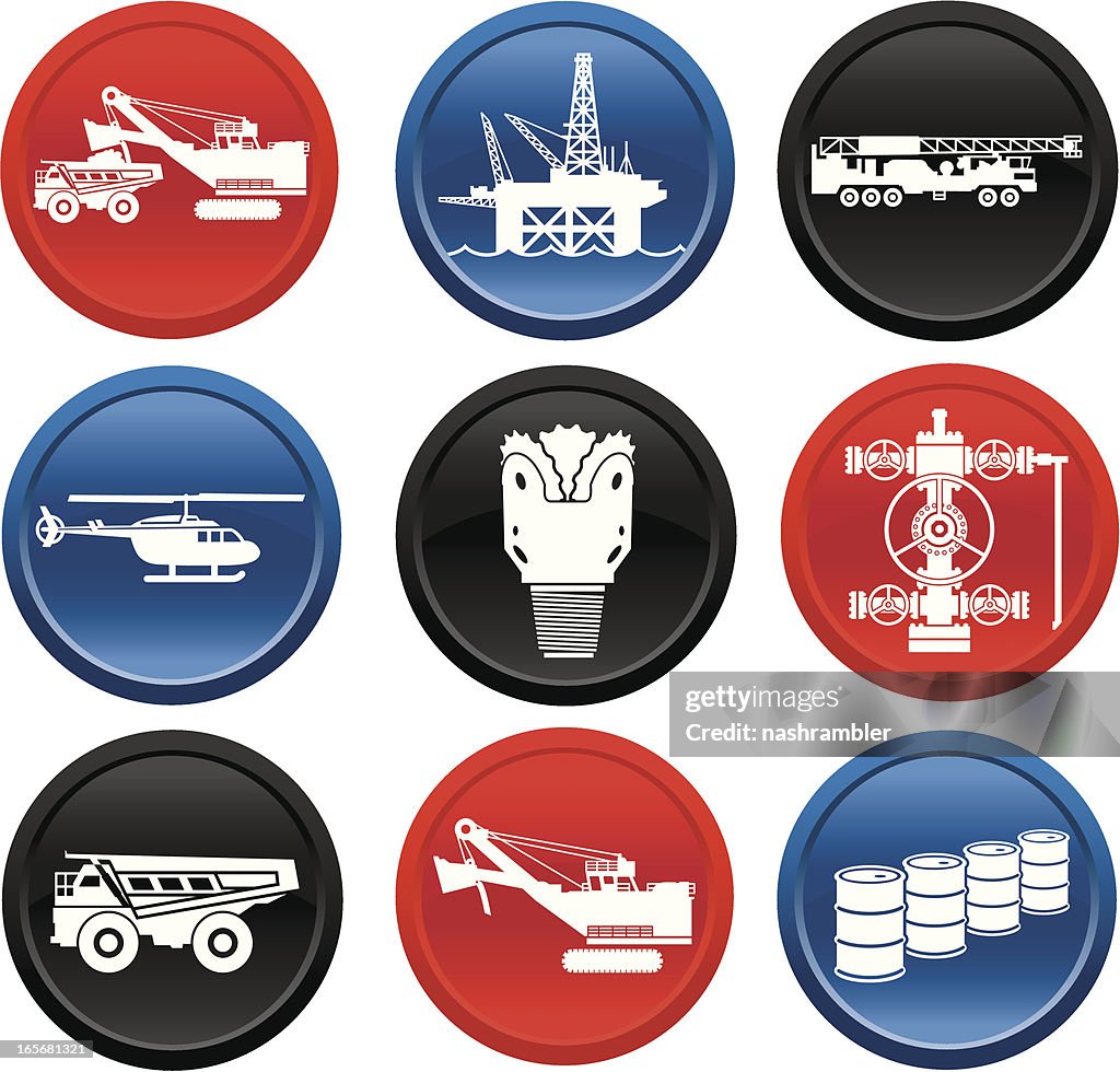 Oil Industry Equipment Images On Buttons